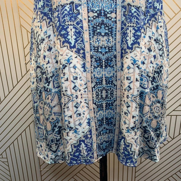 Lavender Brown Blue Geometric Paisley Print Dress - Picture 4 of 12